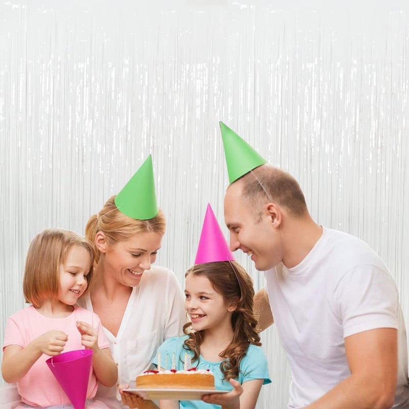 TONIFUL 3Pcs White Metallic Tinsel Foil Fringe Curtains, 3.28ft x 6.56ft White Photo Booth Backdrop Streamer Curtain,Photo Booth Props, Bachelorette Party Supplies, Birthday, Christmas,New Year Decorations - Image 4